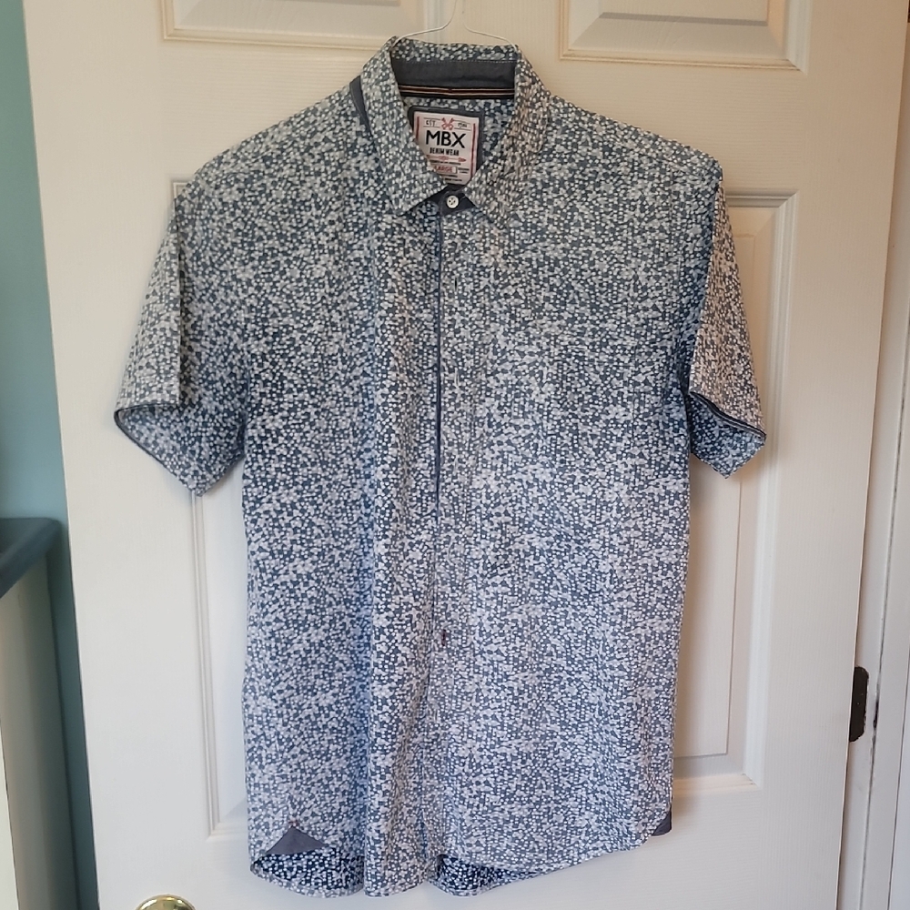 MBX Men's Navy Patterned Casual Shirt